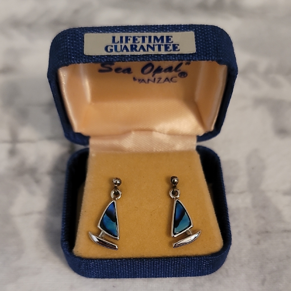 SEA OPAL BY ANZAC SAILBOAT EARRINGS